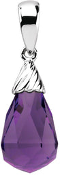 14K Gold Natural Amethyst Briolette Pendant
