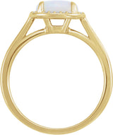 14K Gold Oval Natural White Opal & Natural Diamond Halo-Style Ring - Yellow Gold - view 2