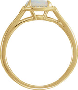 14K Gold Oval Natural White Opal & Natural Diamond Halo-Style Ring - Yellow Gold - view 2