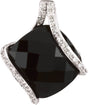 14K Gold Cushion Natural Black Onyx & Natural Diamond Accented Pendant