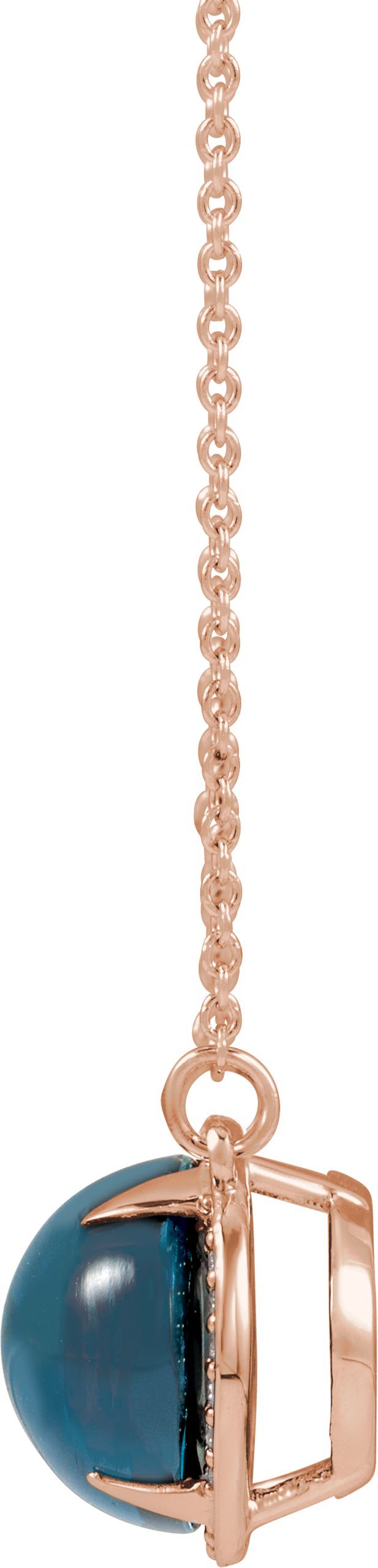 14K Gold Oval Natural London Blue Topaz & Natural Diamond Halo-Style Necklace – 0.06 CTW - Rose Gold - view 2