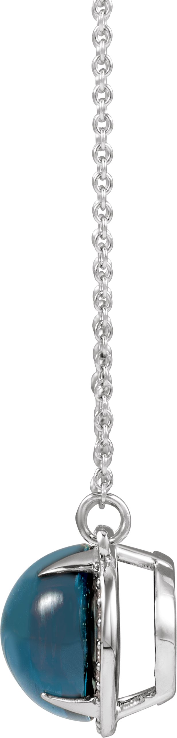 14K Gold Oval Natural London Blue Topaz & Natural Diamond Halo-Style Necklace – 0.06 CTW - White Gold - view 2