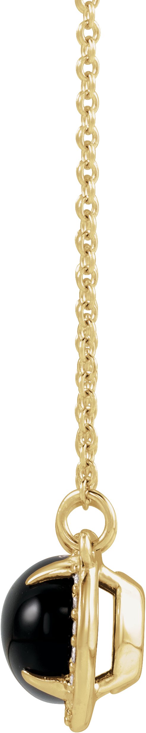 14K Gold Oval Natural Black Onyx & Natural Diamond Halo-Style Necklace - Yellow Gold - view 4