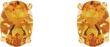 14K Gold Natural Citrine Oval 4-Prong Stud Earrings - view 2