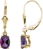 14K Gold Natural Amethyst Oval 4-Prong Earrings