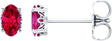 14K Gold Lab-Grown Ruby Oval 4-Prong Scroll Setting Stud Earrings - White Gold