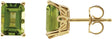 14K Gold Natural Peridot Emerald 4-Prong Scroll Setting Stud Earring