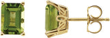 14K Gold Natural Peridot Emerald 4-Prong Scroll Setting Stud Earring