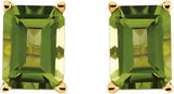 14K Gold Natural Peridot Emerald 4-Prong Scroll Setting Stud Earring - view 2