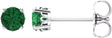 14K Gold Lab-Grown Emerald Round 4-Prong Scroll Setting Stud Earrings - White Gold