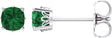 14K Gold Lab-Grown Emerald Cushion 4-Prong Scroll Setting Stud Earrings - White Gold