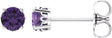 14K Gold Natural Amethyst Round 4-Prong Scroll Setting Stud Earrings - White Gold