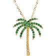 14K Gold Natural Tsavorite Garnet & Natural Yellow Sapphire Palm Tree Necklace