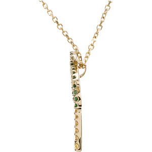 14K Gold Natural Tsavorite Garnet & Natural Yellow Sapphire Palm Tree Necklace - view 2