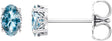 14K Gold Natural Sky Blue Topaz Oval 4-Prong Scroll Setting Stud Earrings - White Gold