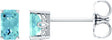 14K Gold Natural Aquamarine Emerald 4-Prong Scroll Setting Stud Earrings - White Gold