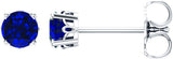 14K Gold Lab-Grown Blue Sapphire Round 4-Prong Scroll Setting Stud Earrings - White Gold