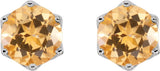 14K Gold Natural Citrine Round 6-Prong Crown Stud Earrings - White Gold - view 2
