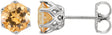 14K Gold Natural Citrine Round 6-Prong Crown Stud Earrings - White Gold