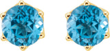 14K Gold Natural Swiss Blue Topaz Round 6-Prong Crown Stud Earrings - Yellow Gold - view 2