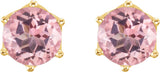 14K Gold Natural Pink Morganite Round 6-Prong Crown Stud Earrings - Yellow Gold - view 2