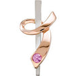 14K Gold Round Natural Pink Sapphire Ribbon of Courage Pendant II