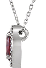 14K Gold Oval Natural Mozambique Garnet & Natural Diamond Halo-Style Necklace or Slide Pendant – 0.06 CTW - White Gold - view 2
