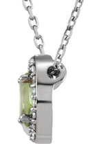 14K Gold Oval Natural Peridot & Natural Diamond Halo-Style Necklace or Slide Pendant – 0.05 CTW - White Gold - view 2