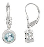 14K Gold Round Natural Aquamarine & Natural Diamond Accented Earrings