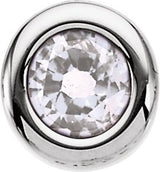 14K Gold Round White Cubic Zirconia Birth of a Child Solitaire Pendant - White Gold