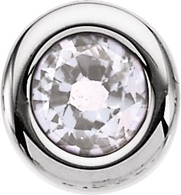 14K Gold Round White Cubic Zirconia Birth of a Child Solitaire Pendant - White Gold