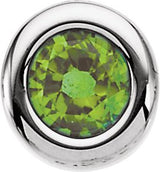 14K Gold Round Peridot Birth of a Child Solitaire Pendant - White Gold