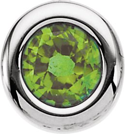 14K Gold Round Peridot Birth of a Child Solitaire Pendant - White Gold