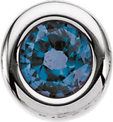 14K Gold Round Blue Zircon Birth of a Child Solitaire Pendant - White Gold