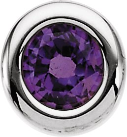 14K Gold Round Amethyst Birth of a Child Solitaire Pendant - White Gold