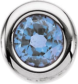 14K Gold Round Aquamarine Birth of a Child Solitaire Pendant - White Gold