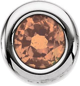 14K Gold Round Citrine Birth of a Child Solitaire Pendant - White Gold