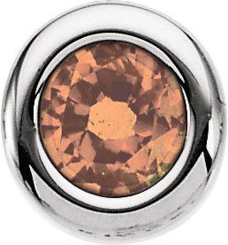 14K Gold Round Citrine Birth of a Child Solitaire Pendant - White Gold