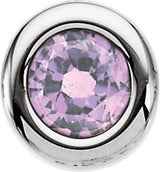 14K Gold Round Pink Tourmaline Birth of a Child Solitaire Pendant - White Gold
