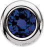 14K Gold Round Blue Sapphire Birth of a Child Solitaire Pendant - White Gold