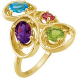 14K Gold Oval Natural Multi-Gemstone Multi-Shape Ring
