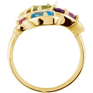 14K Gold Oval Natural Multi-Gemstone Multi-Shape Ring - view 2