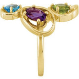 14K Gold Oval Natural Multi-Gemstone Multi-Shape Ring - view 4
