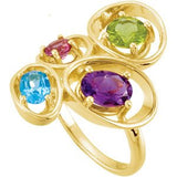 14K Gold Oval Natural Multi-Gemstone Multi-Shape Ring - view 5