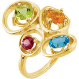 14K Gold Oval Natural Citrine & Natural Swiss Blue Topaz & Natural Peridot & Natural Rhodolite Garnet Multi-Gemstone Ring