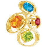 14K Gold Oval Natural Citrine & Natural Swiss Blue Topaz & Natural Peridot & Natural Rhodolite Garnet Multi-Gemstone Ring - view 3