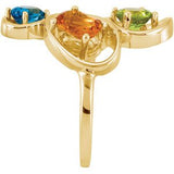 14K Gold Oval Natural Citrine & Natural Swiss Blue Topaz & Natural Peridot & Natural Rhodolite Garnet Multi-Gemstone Ring - view 4