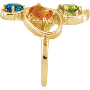 14K Gold Oval Natural Citrine & Natural Swiss Blue Topaz & Natural Peridot & Natural Rhodolite Garnet Multi-Gemstone Ring - view 4