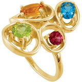 14K Gold Oval Natural Citrine & Natural Swiss Blue Topaz & Natural Peridot & Natural Rhodolite Garnet Multi-Gemstone Ring - view 5