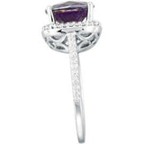 14K Gold Cushion Natural Amethyst & Natural Diamond Halo-Style Ring - view 4